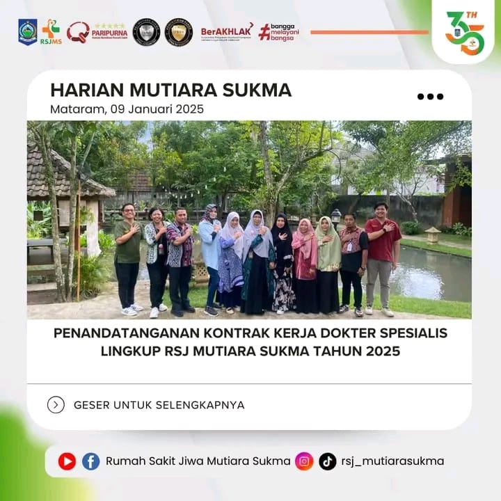 PENANDATANGANAN KONTRAK KERJA DOKTER SPESIALIS LINGKUP RSJ MUTIARA SUKMA TAHUN 2025